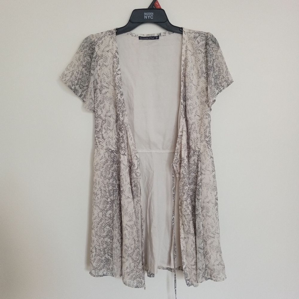 SOLD OUT & Fitch Snake Skin Wrap Mini Dress V-Neck Short Sleeve Tan Size XS - Picture 5 of 12